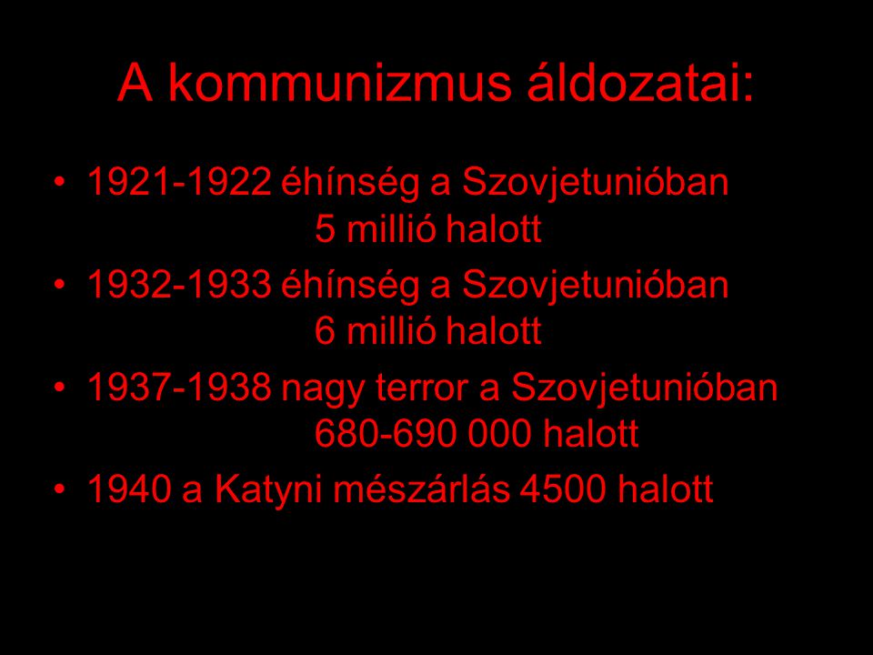 A kommunizmus áldozatai: