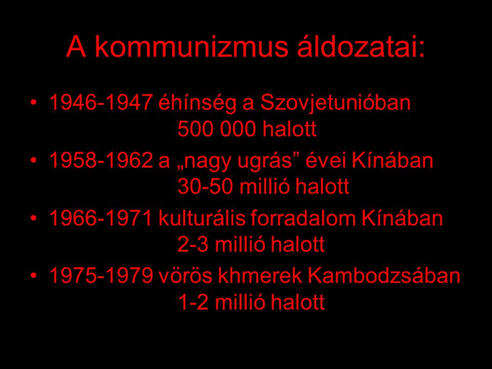 A kommunizmus áldozatai: