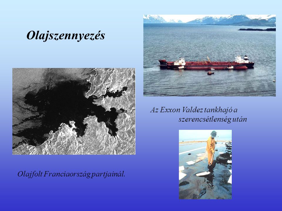 Olajszennyezés Az Exxon Valdez tankhajó a szerencsétlenség után