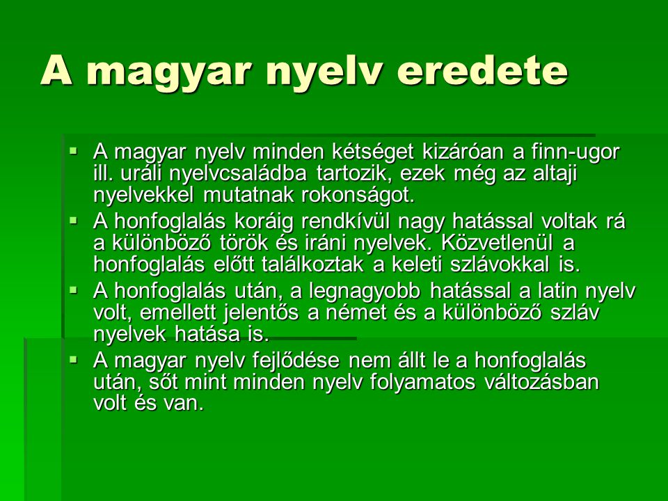 A magyar nyelv eredete