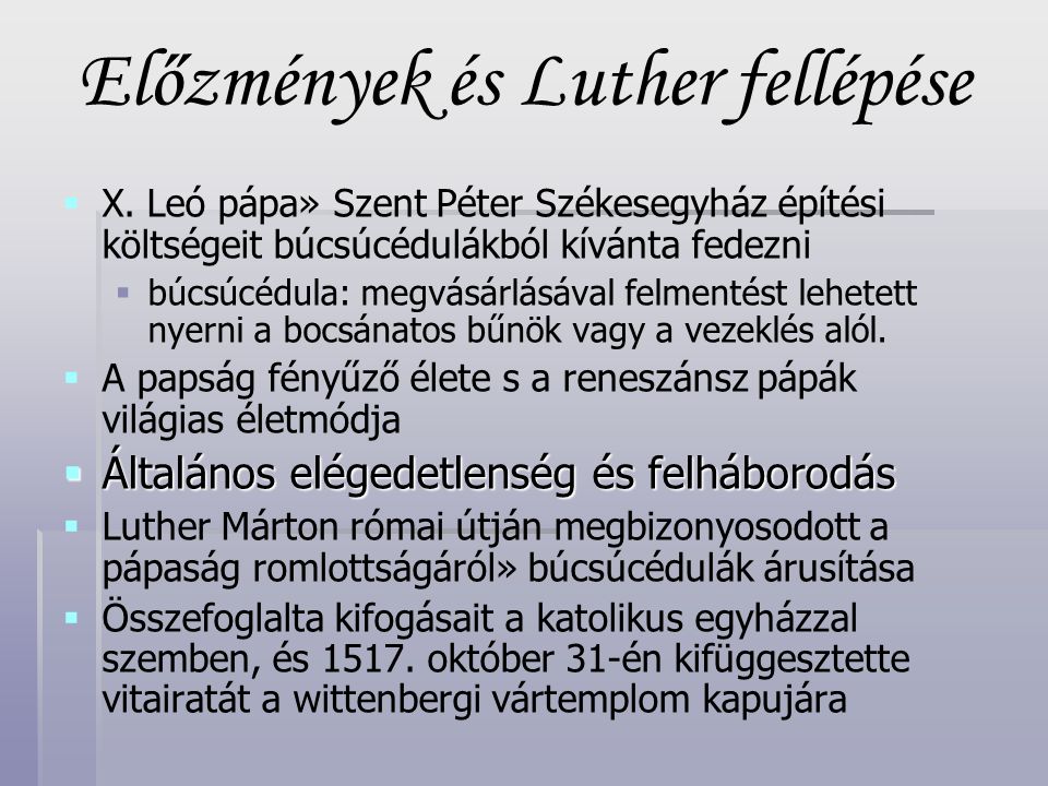 Előzmények és Luther fellépése