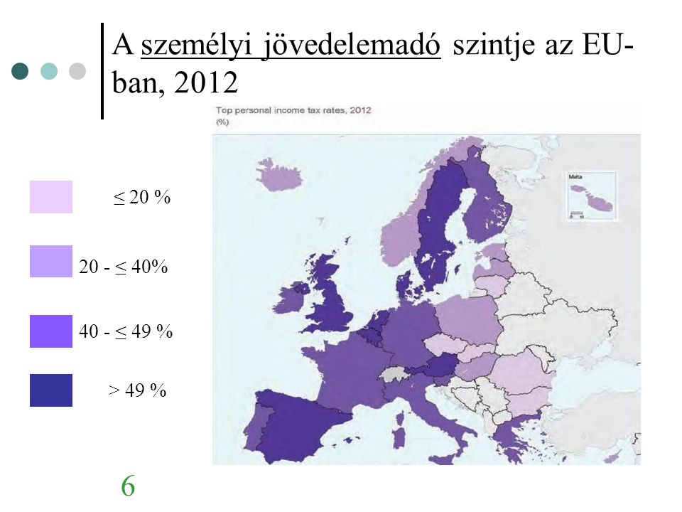 A személyi jövedelemadó szintje az EU-ban, 2012