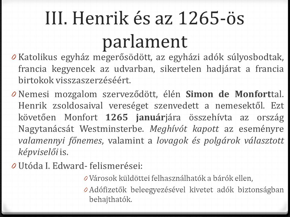 III. Henrik és az 1265-ös parlament