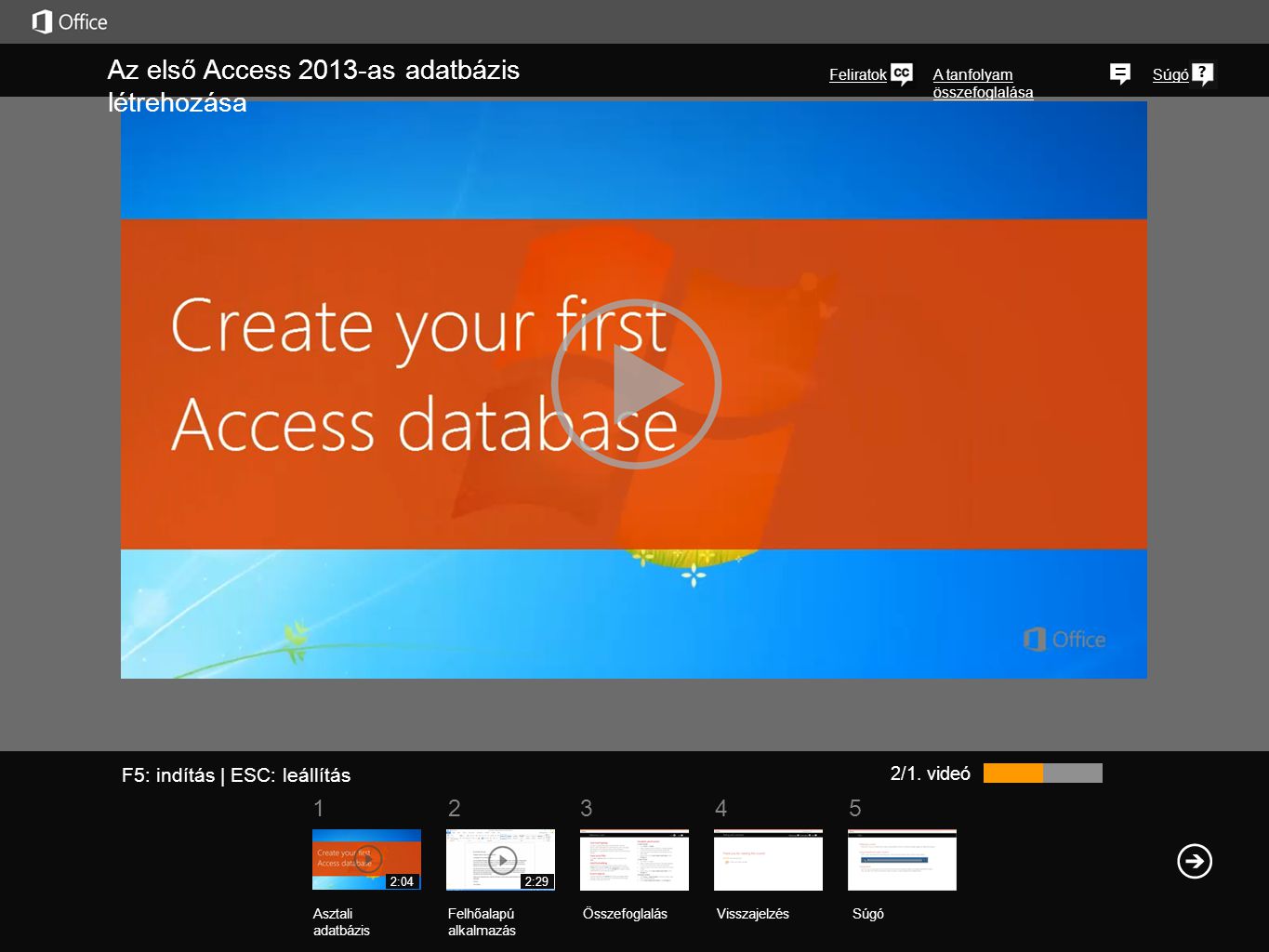 Az első Access 2013-as adatbázis létrehozása