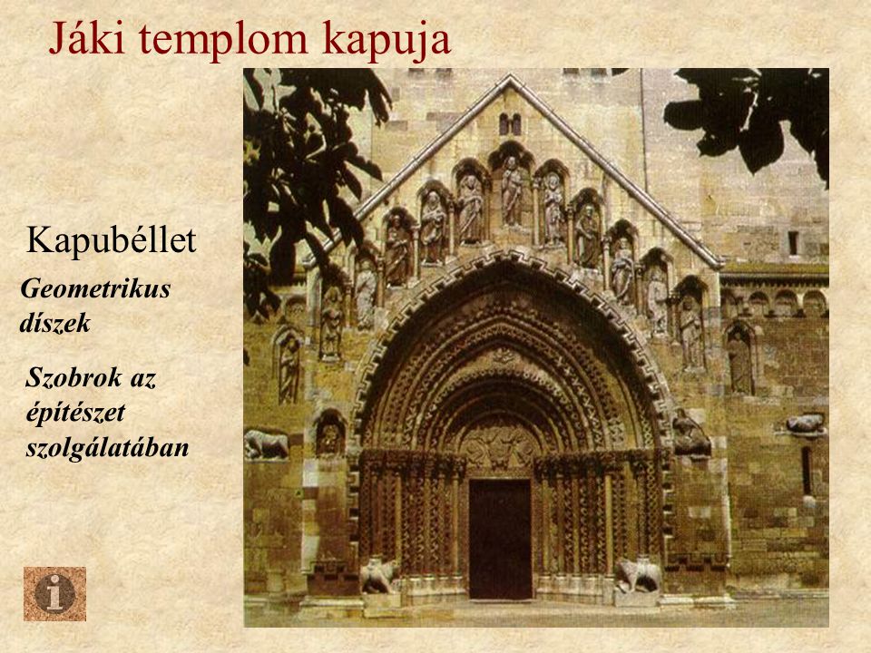 Jáki templom kapuja Kapubéllet Geometrikus díszek