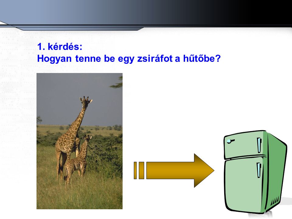 1. kérdés: Hogyan tenne be egy zsiráfot a hűtőbe