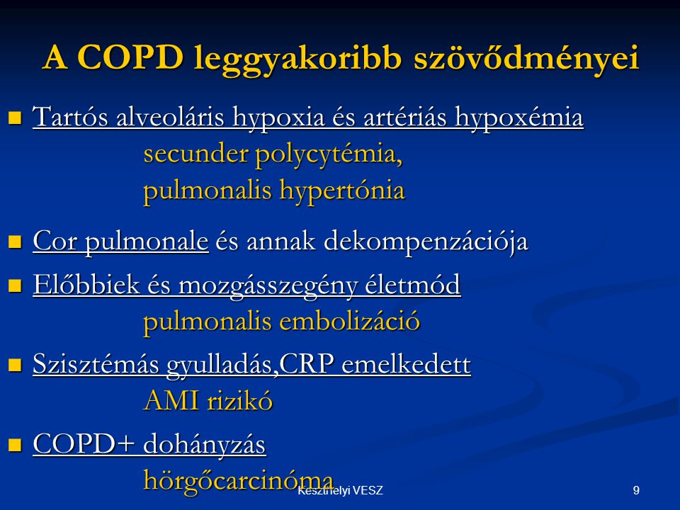 A COPD leggyakoribb szövődményei