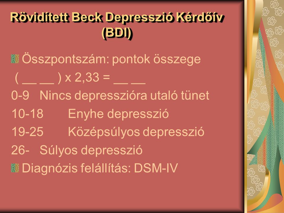 Rövidített Beck Depresszió Kérdőív (BDI)