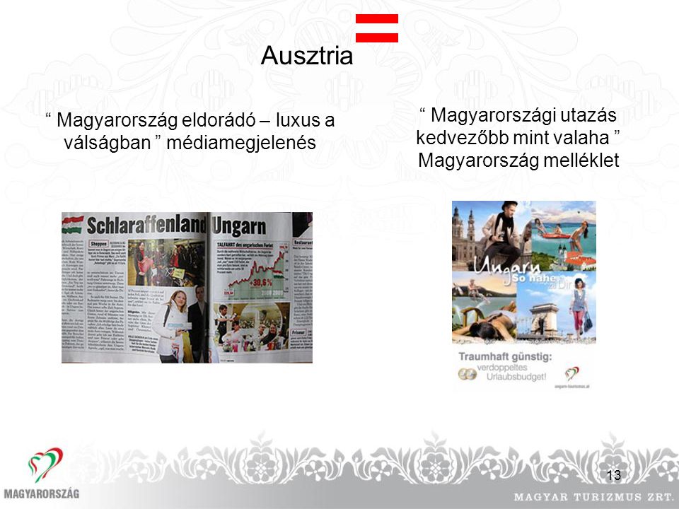 Ausztria Magyarországi utazás kedvezőbb mint valaha Magyarország melléklet. Magyarország eldorádó – luxus a válságban médiamegjelenés.