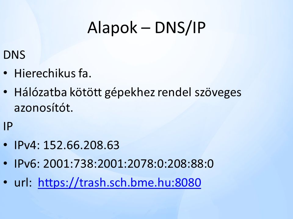 Alapok – DNS/IP DNS Hierechikus fa.
