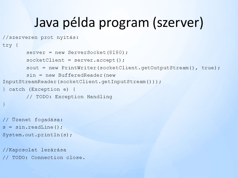 Java példa program (szerver)