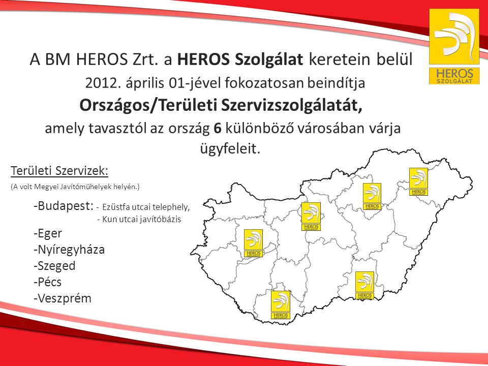 A BM HEROS Zrt. a HEROS Szolgálat keretein belül 2012
