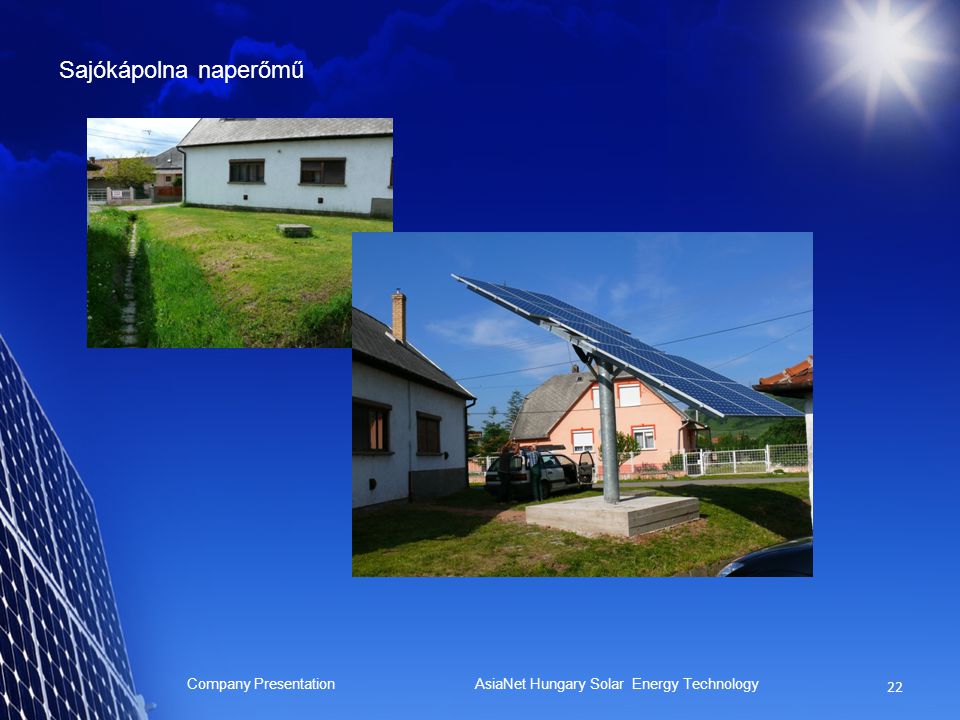 Sajókápolna naperőmű Company Presentation AsiaNet Hungary Solar Energy Technology