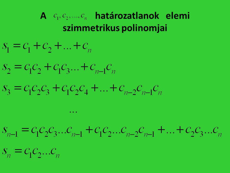 A határozatlanok elemi szimmetrikus polinomjai