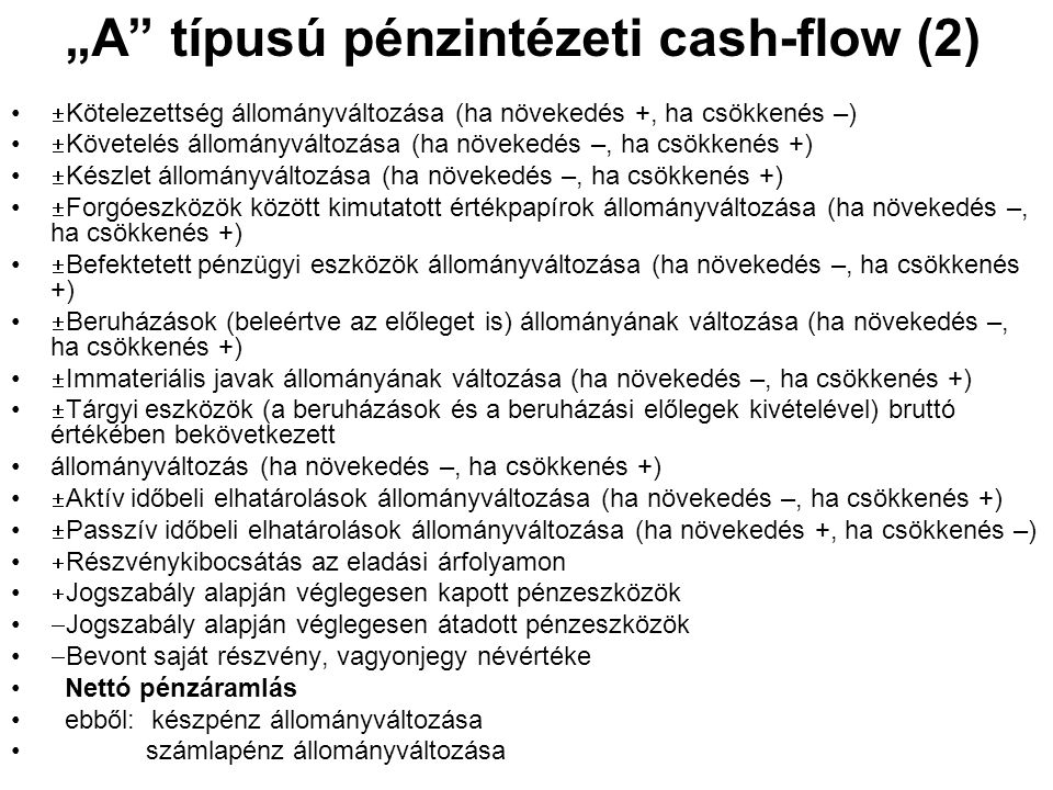 „A típusú pénzintézeti cash-flow (2)
