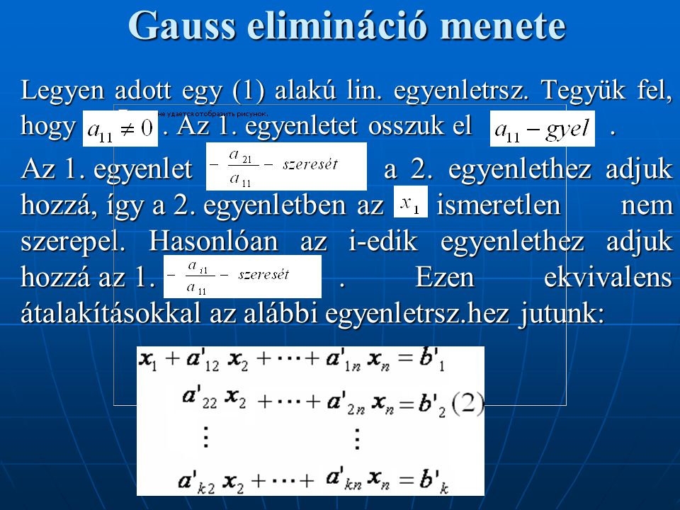 Gauss elimináció menete
