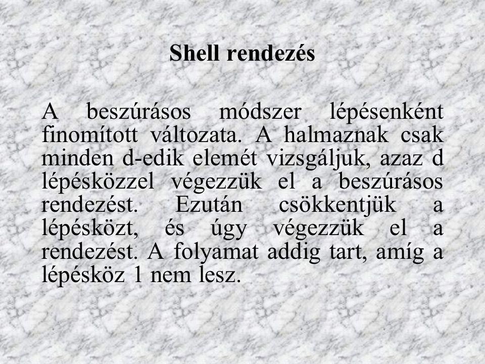Shell rendezés