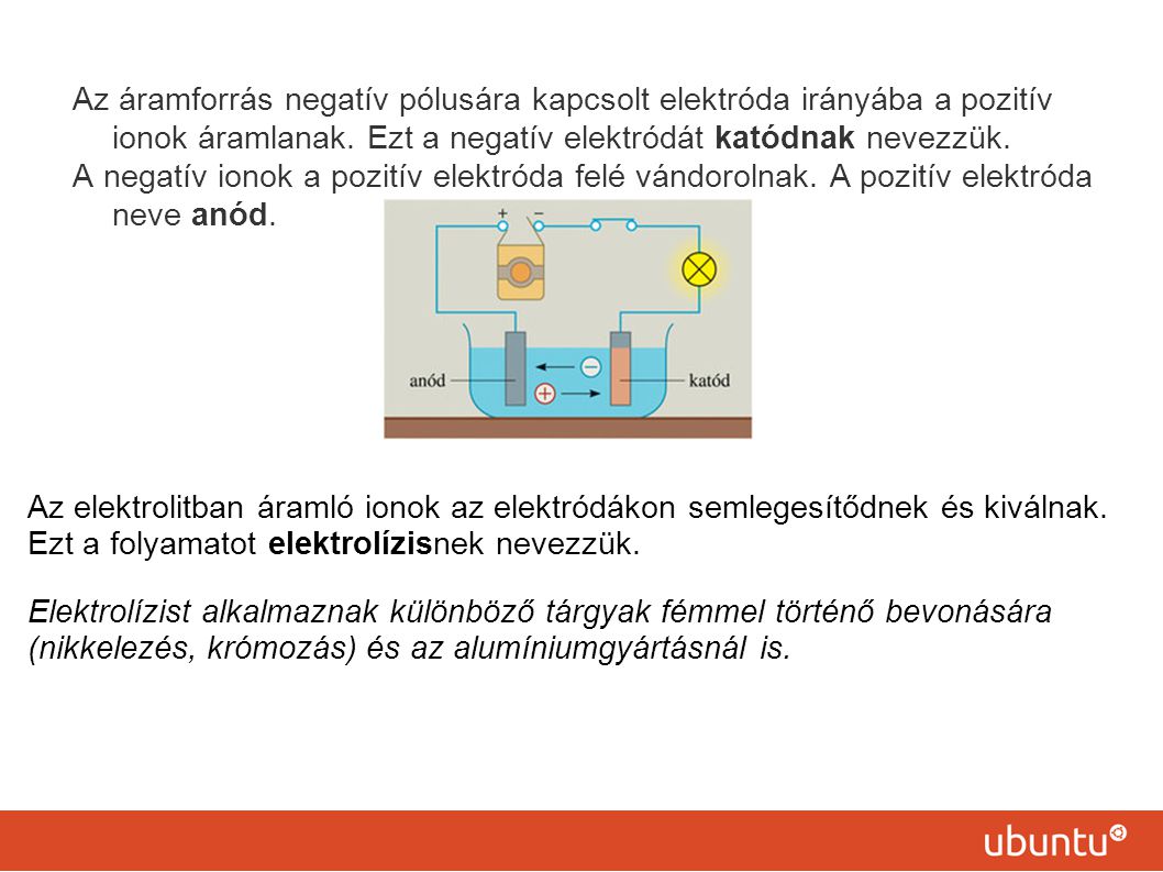 Az áramforrás negatív pólusára kapcsolt elektróda irányába a pozitív ionok áramlanak. Ezt a negatív elektródát katódnak nevezzük.
