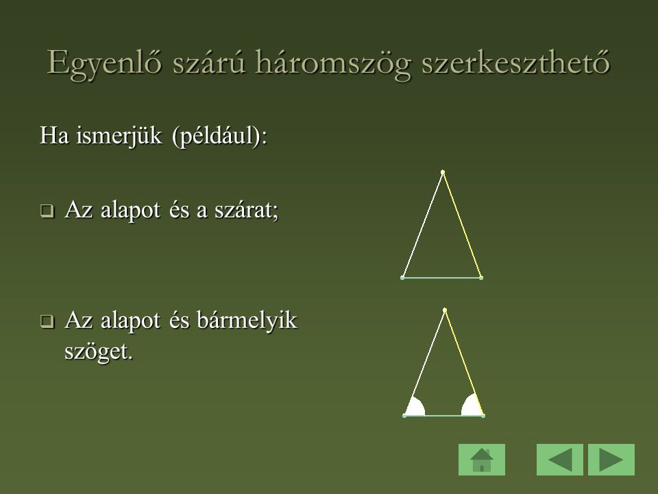 Egyenlő szárú háromszög szerkeszthető