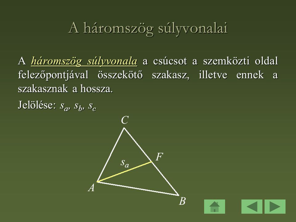 A háromszög súlyvonalai