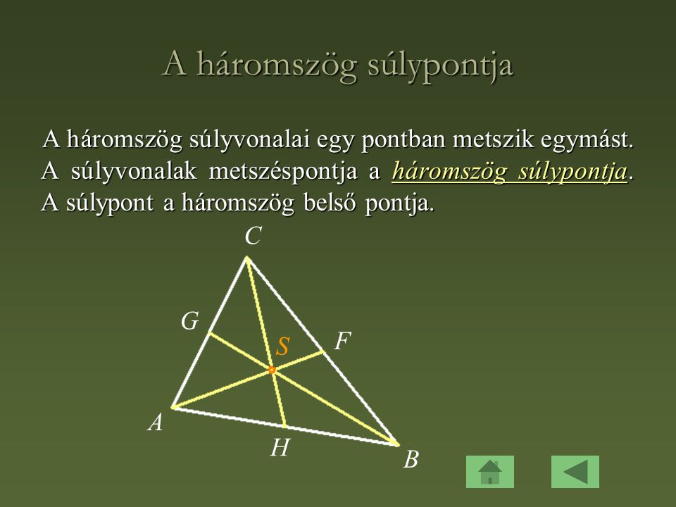 A háromszög súlypontja
