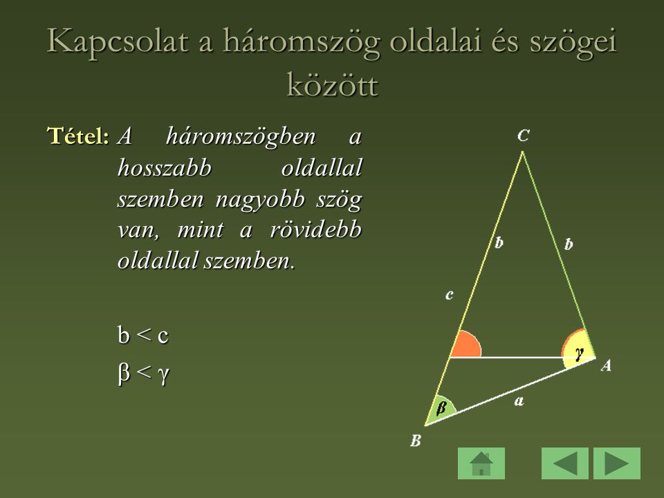 Kapcsolat a háromszög oldalai és szögei között