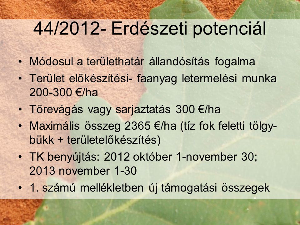 44/2012- Erdészeti potenciál