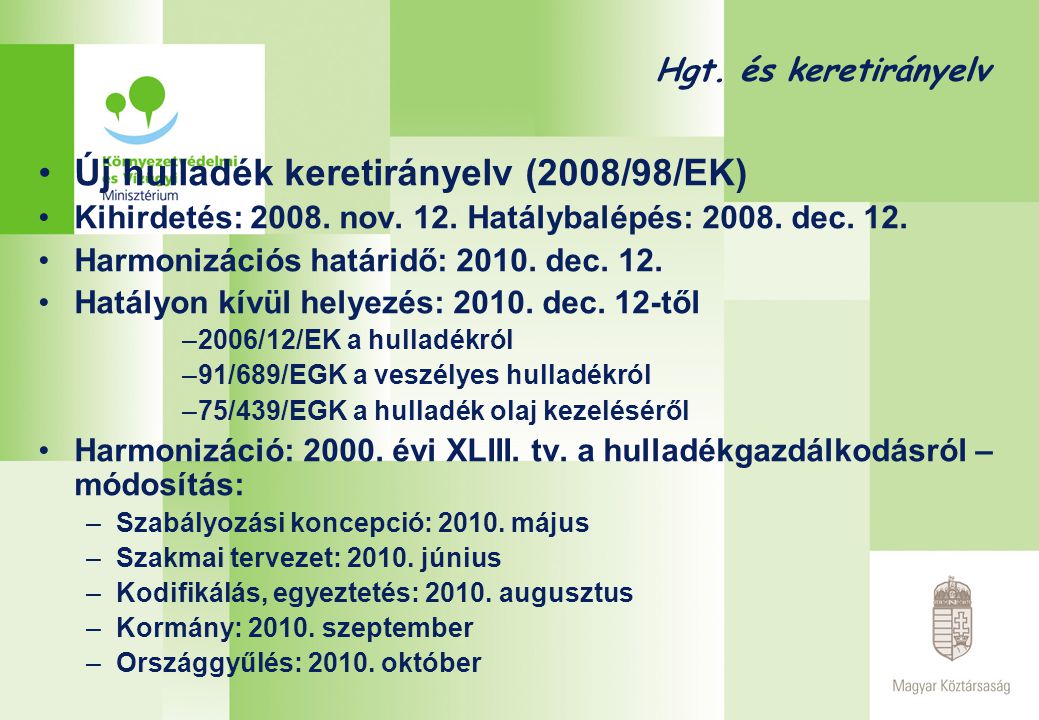 Új hulladék keretirányelv (2008/98/EK)