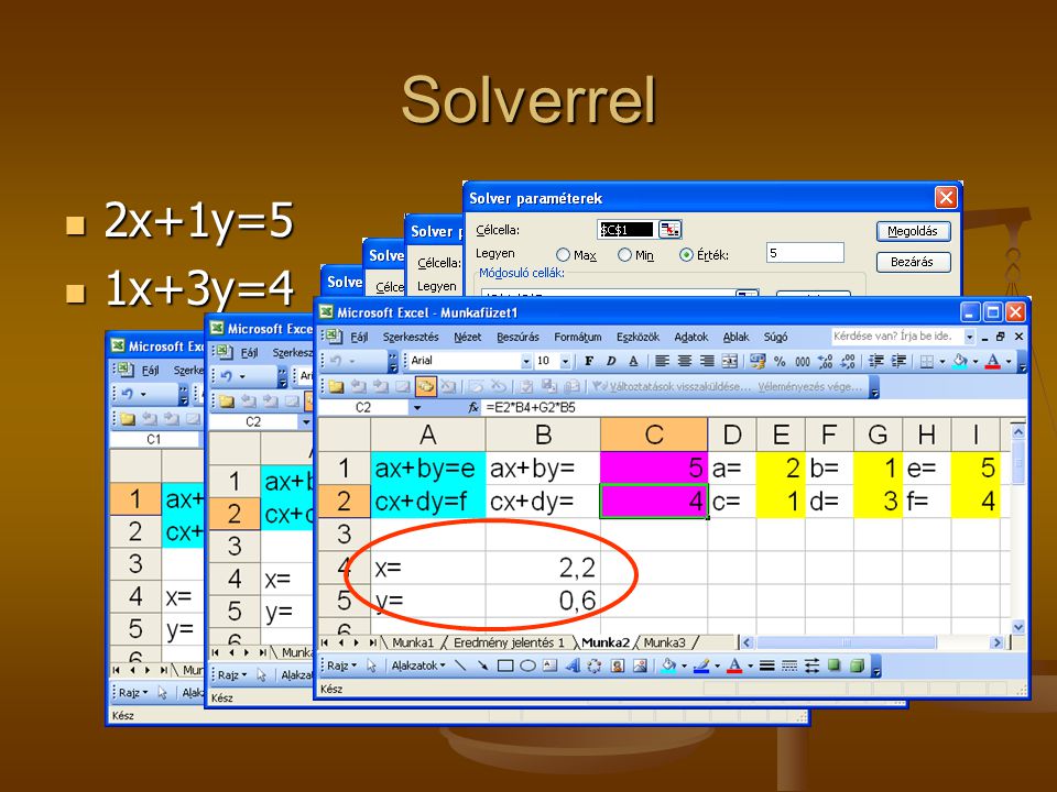Solverrel 2x+1y=5 1x+3y=4