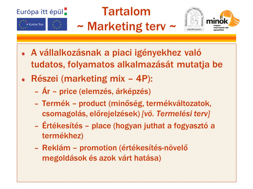 Tartalom ~ Marketing terv ~