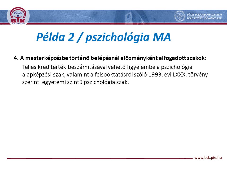 Példa 2 / pszichológia MA