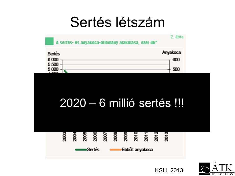 Sertés létszám 2020 – 6 millió sertés !!! KSH, 2013