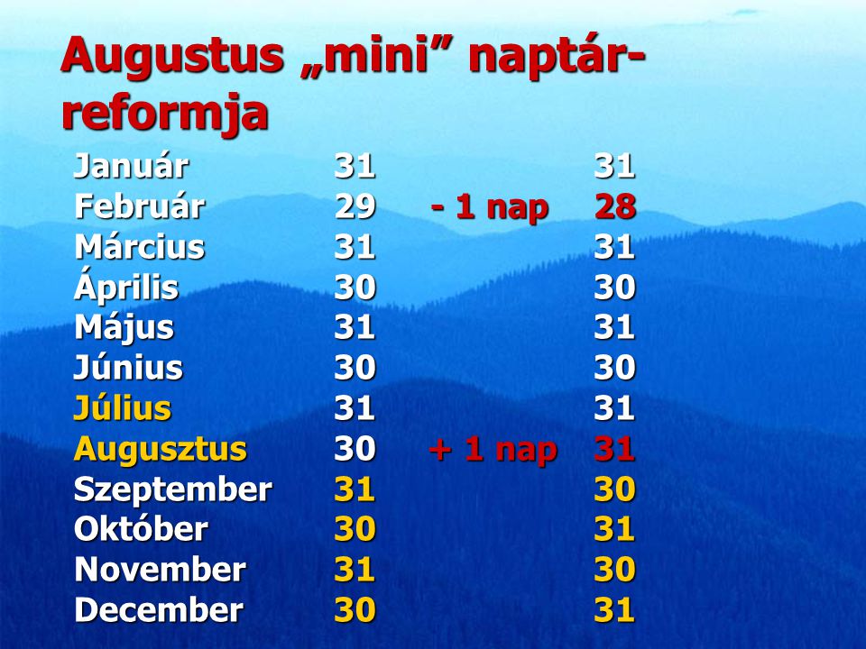 Augustus „mini naptár-reformja