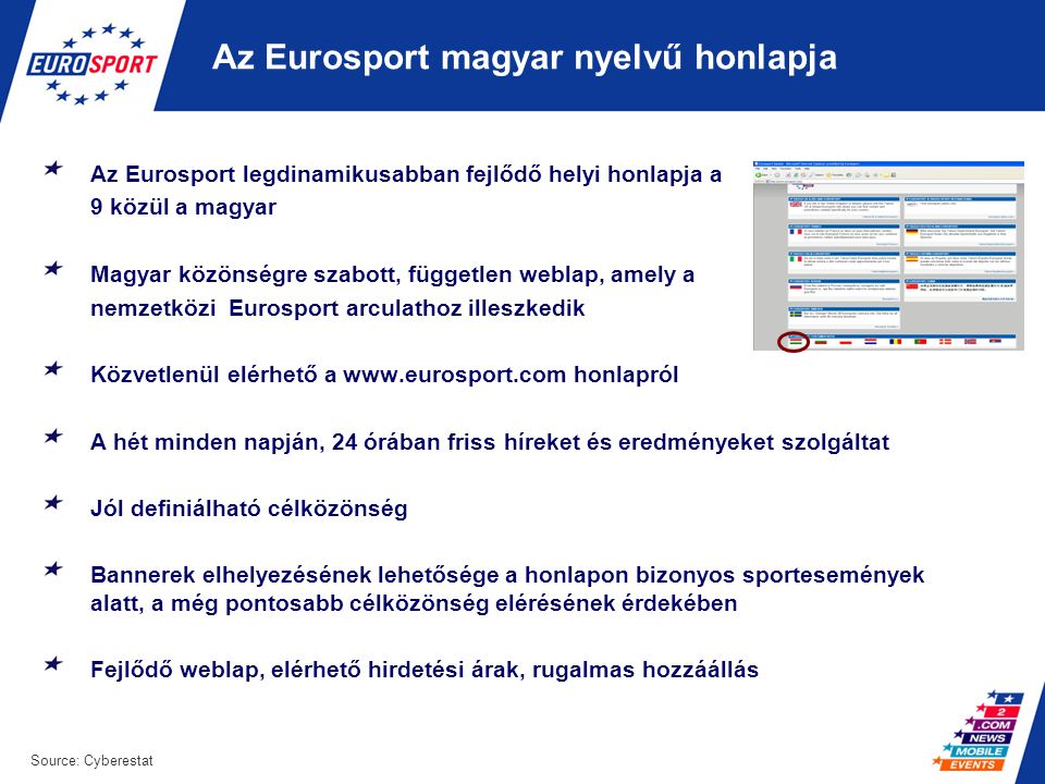 Az Eurosport magyar nyelvű honlapja