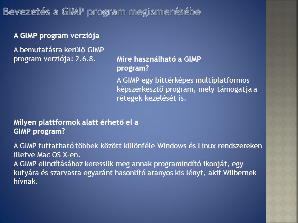 Bevezetés a GIMP program megismerésébe