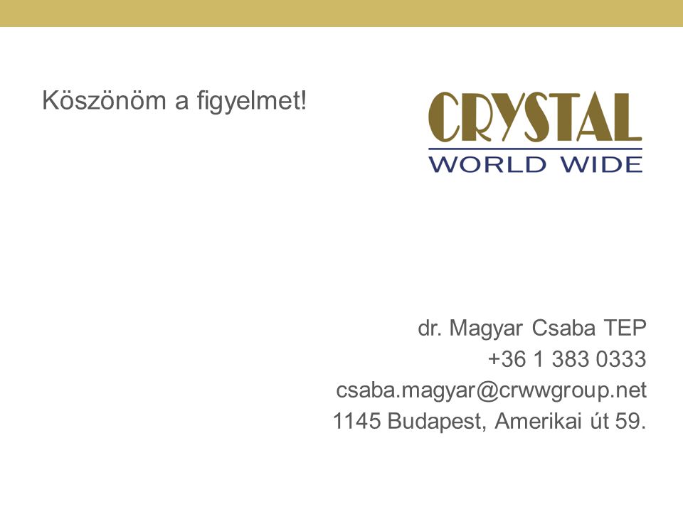 Köszönöm a figyelmet! dr. Magyar Csaba TEP