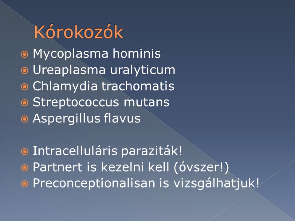 Kórokozók Mycoplasma hominis Ureaplasma uralyticum