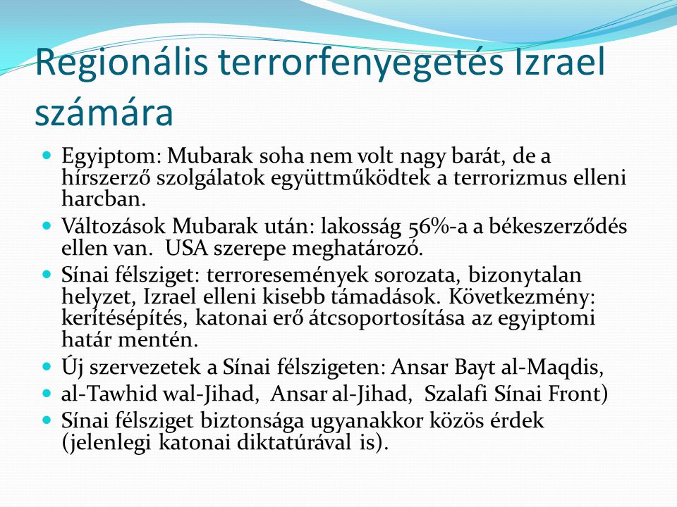 Regionális terrorfenyegetés Izrael számára