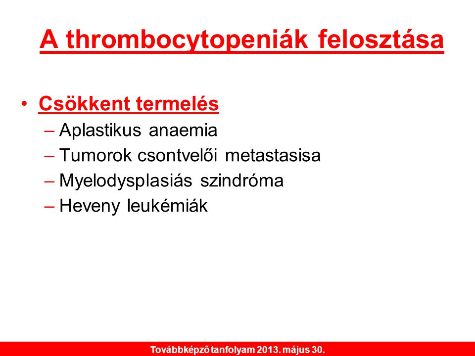 A thrombocytopeniák felosztása