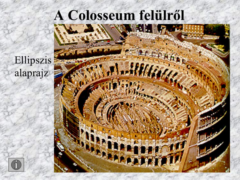 A Colosseum felülről Ellipszis alaprajz