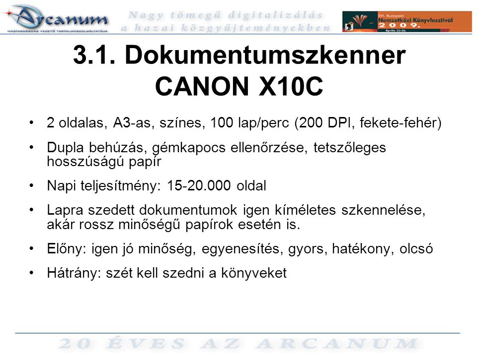 3.1. Dokumentumszkenner CANON X10C