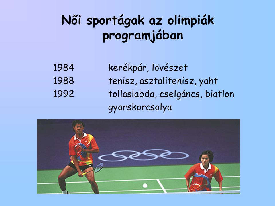Női sportágak az olimpiák programjában