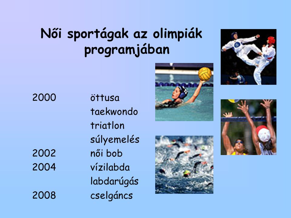 Női sportágak az olimpiák programjában