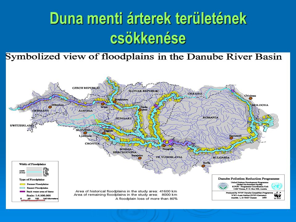 Duna menti árterek területének csökkenése