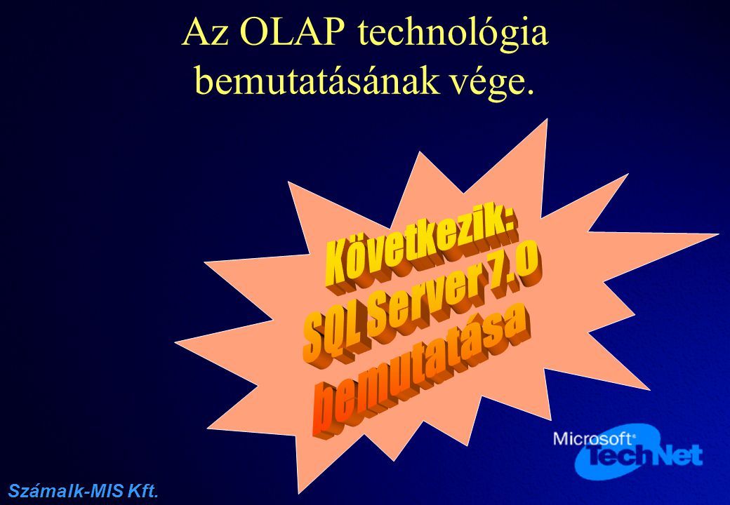 Az OLAP technológia bemutatásának vége.