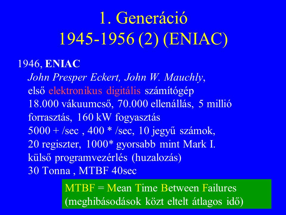 1. Generáció (2) (ENIAC)