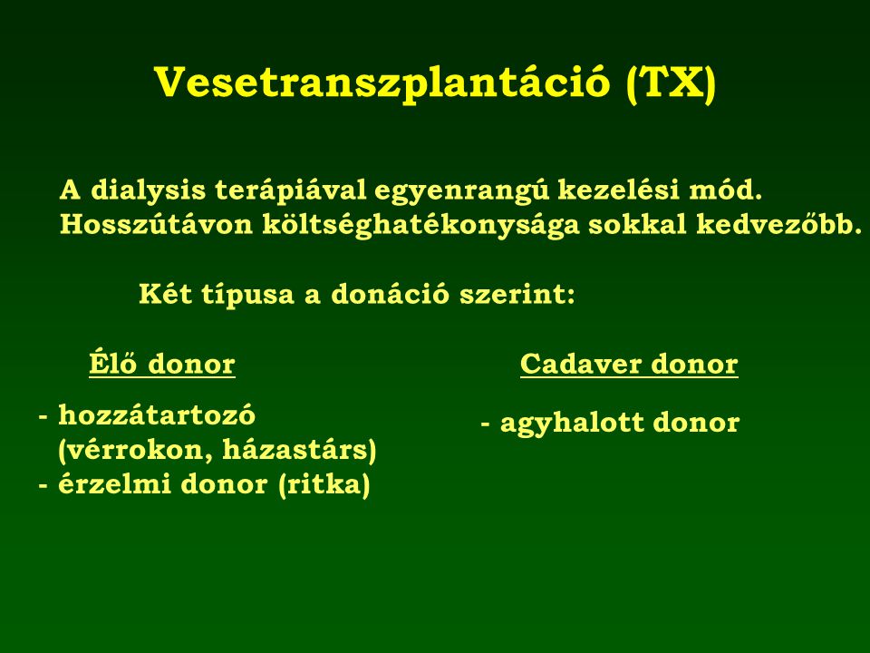 Vesetranszplantáció (TX)