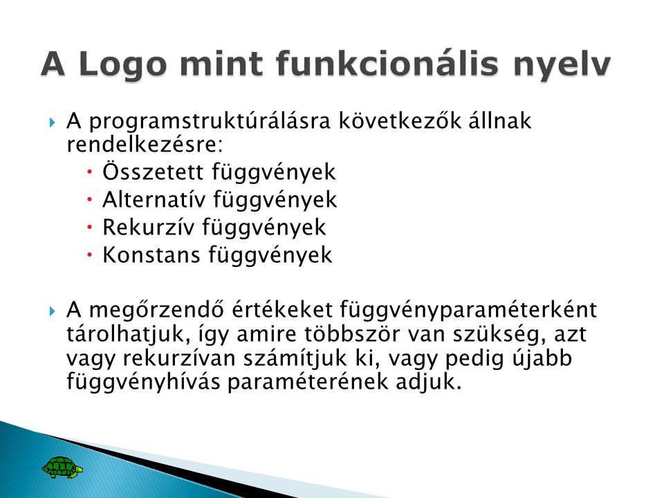 A Logo mint funkcionális nyelv