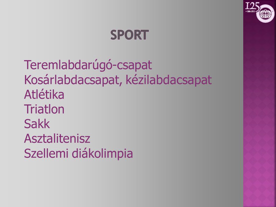 Sport Teremlabdarúgó-csapat Kosárlabdacsapat, kézilabdacsapat Atlétika