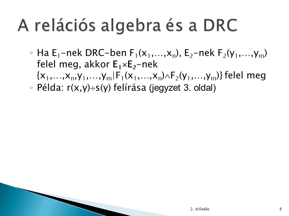 A relációs algebra és a DRC